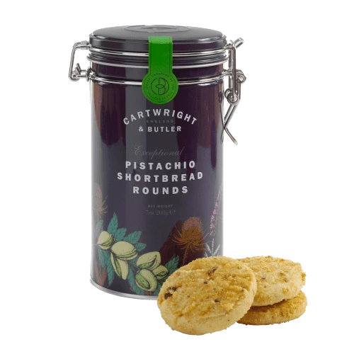 C&B Pistachio Shortbread Rounds in Gift Tin 200g