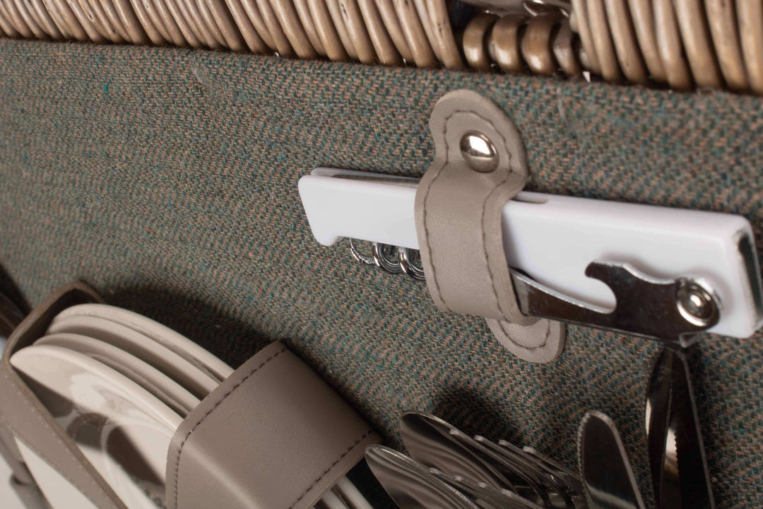 4 Person Grey Tweed Fitted Picnic Hamper