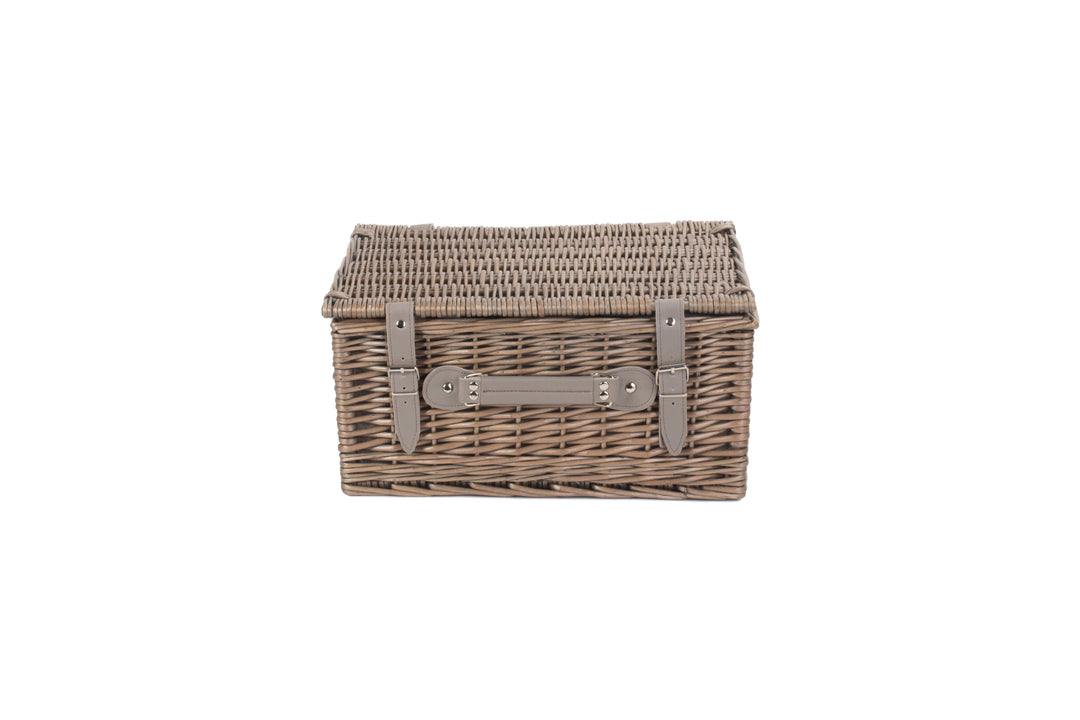 2 Person Grey Tweed Fitted Picnic Hamper