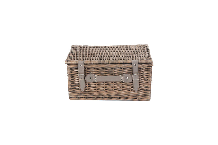 2 Person Grey Tweed Fitted Picnic Hamper