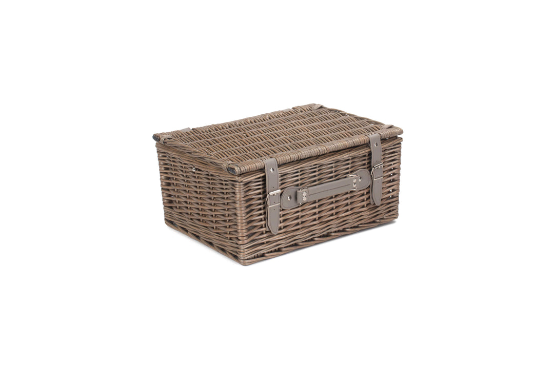 2 Person Grey Tweed Fitted Picnic Hamper