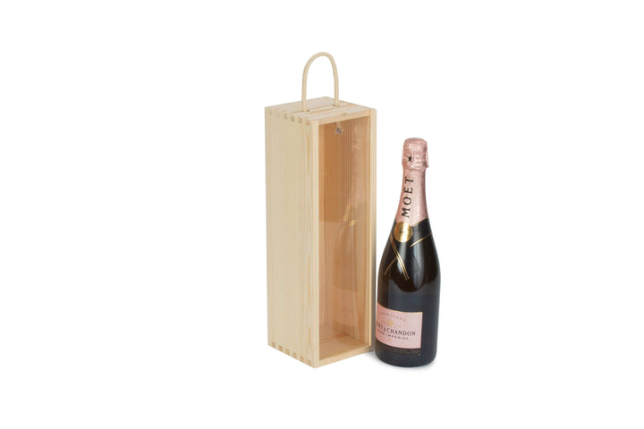 Single Bottle Wooden Box with Clear Presentation Window