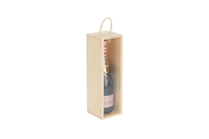 Single Bottle Wooden Box with Clear Presentation Window