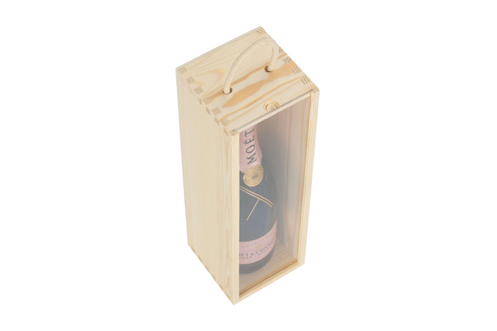 Single Bottle Wooden Box with Clear Presentation Window