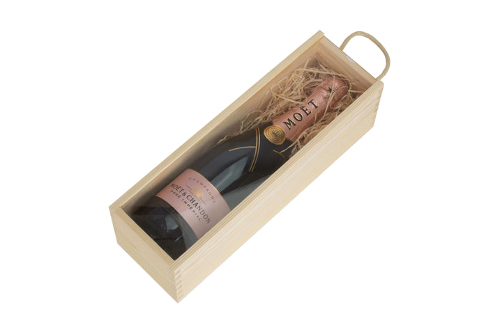 Single Bottle Wooden Box with Clear Presentation Window