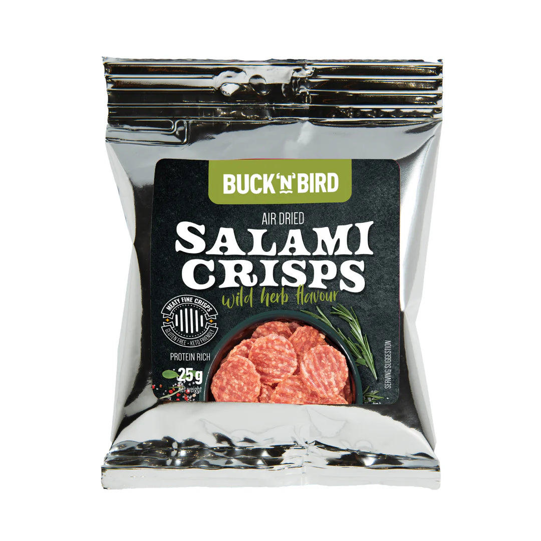 Buck n Bird Salami Crisps Wild Herb 25g