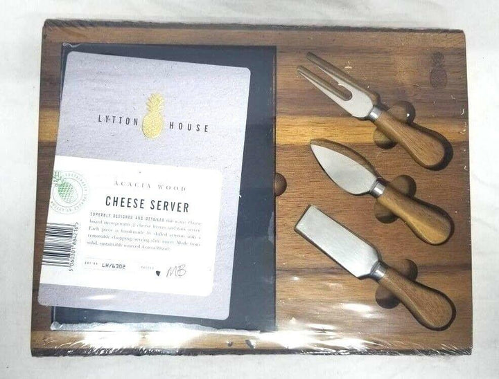 C&B Lytton House Acacia Wood & Slate Cheese Server Set