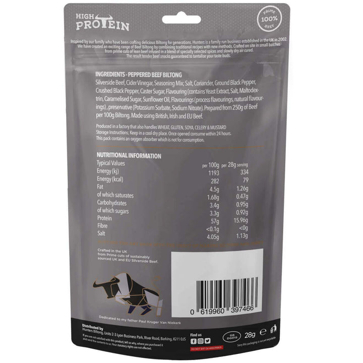 Hunters Peppered Beef Biltong 250g