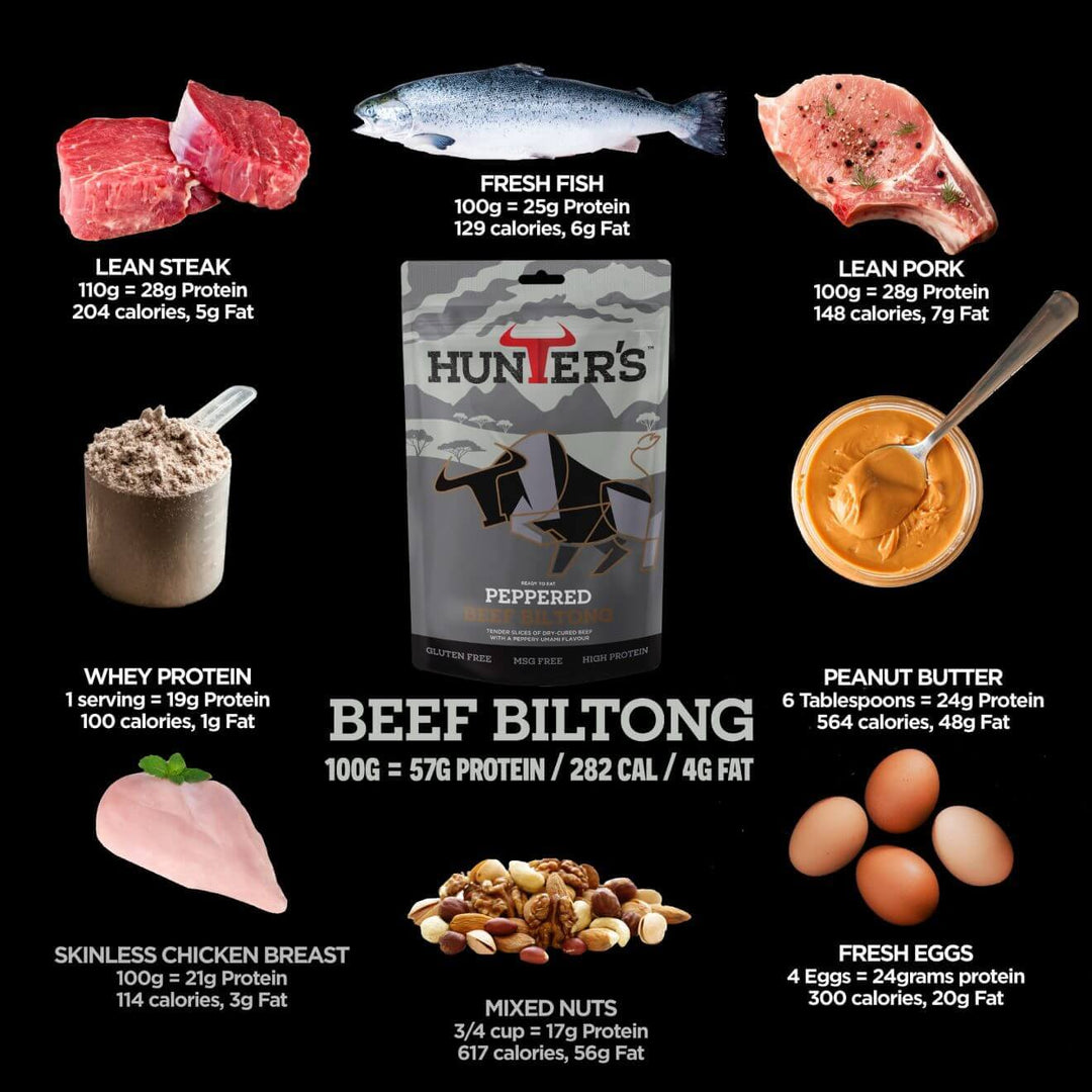 Hunters Peppered Beef Biltong 250g