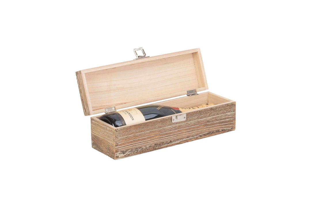 Single Bottle Hinged Lid Oak Effect Box