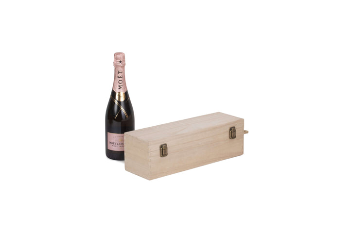 Single Bottle Hinged Lid Wooden Box