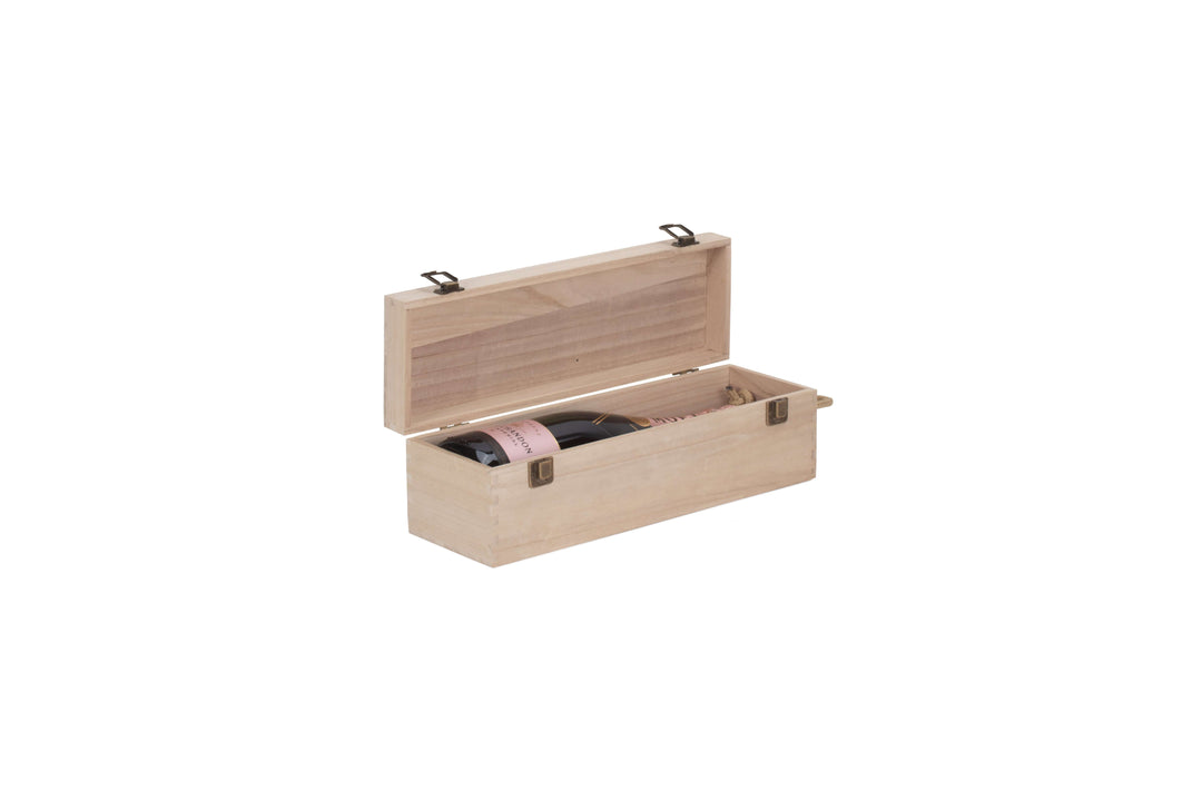 Single Bottle Hinged Lid Wooden Box