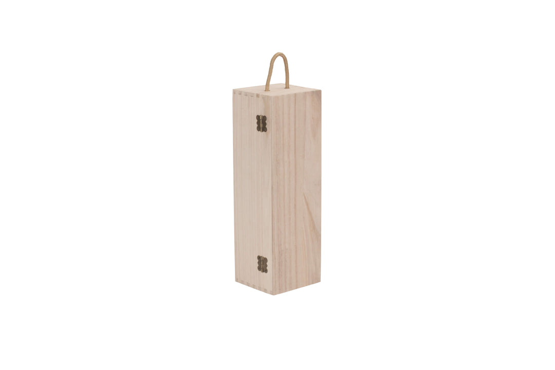 Single Bottle Hinged Lid Wooden Box