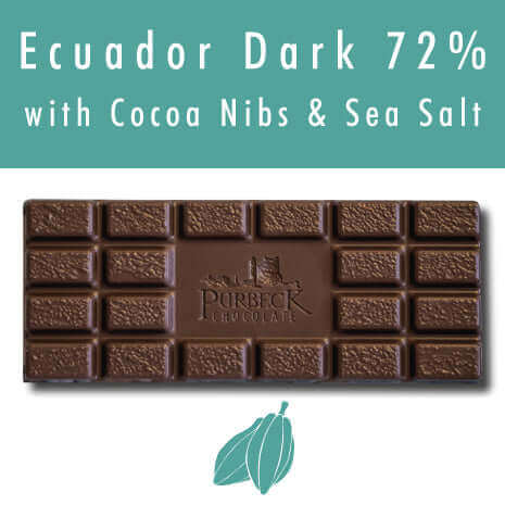 Purbeck 72% Dark with Cocoa Nibs & Sea Salt Chocolate Bar 100g