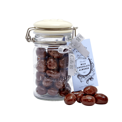 C&B Sea Salted Milk Chocolate Almonds in Gift Jar 150g