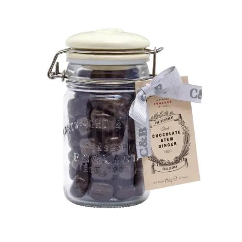 C&B Dark Chocolate Stem Ginger in Gift Jar 150g