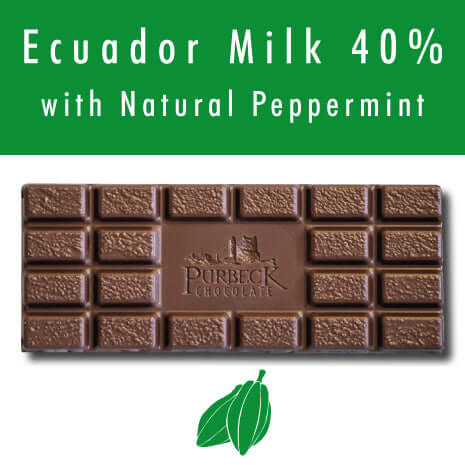 Purbeck 40% Milk with Natural Peppermint Chocolate Bar 100g